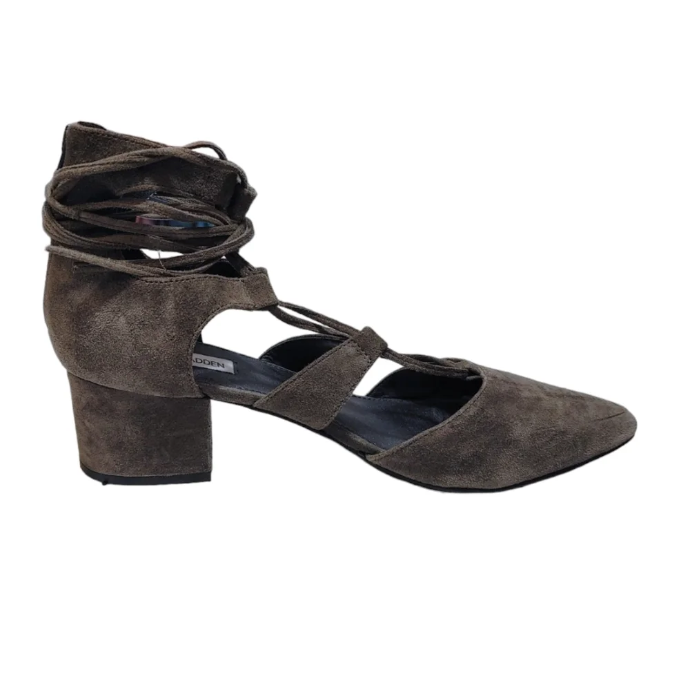 Steve Madden Gray Suede Lace Up Pointed Toe Heels Women's Size 9.5